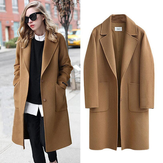 European and American Women's Double-Sided Woolen Coat for Autumn and Winter