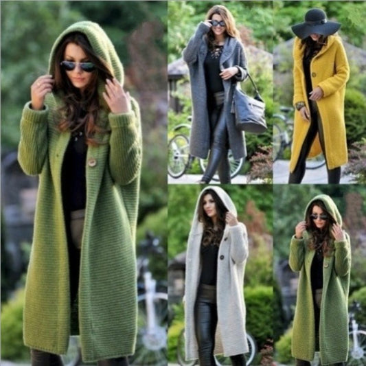 Women's Spring Long Hooded Cardigan Sweater for eBay, Amazon, and Wish Cross-border Selling