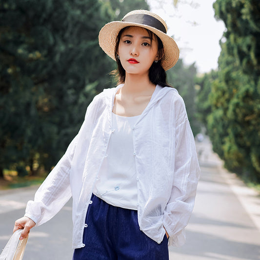 Optimize product title: Women's Summer Sun Protection Skirt - Loose Fit, Hooded, Solid Color Air Shirt