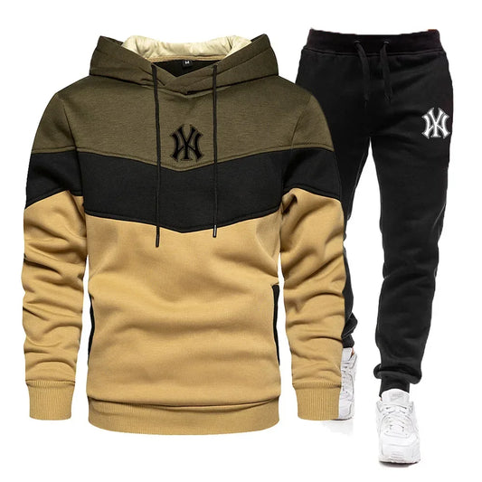 Men's Spring/Autumn Casual Tracksuit Set - Zipper Hoodie and Pants - Running Jogging Sportswear Suit